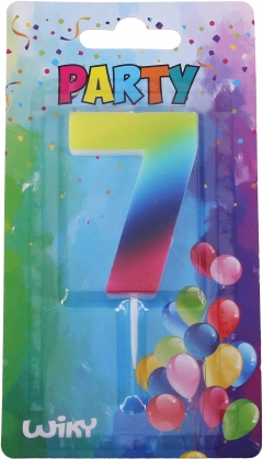 Zabavna svijeća broj 7 u duginim bojama