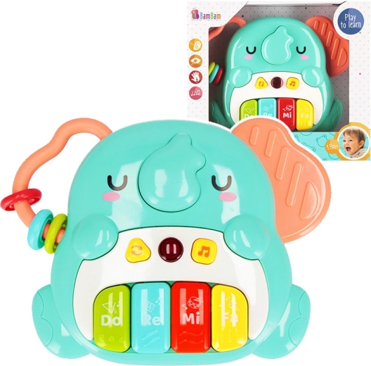 Musical elephant toy with sounds and mini keyboard for little ones