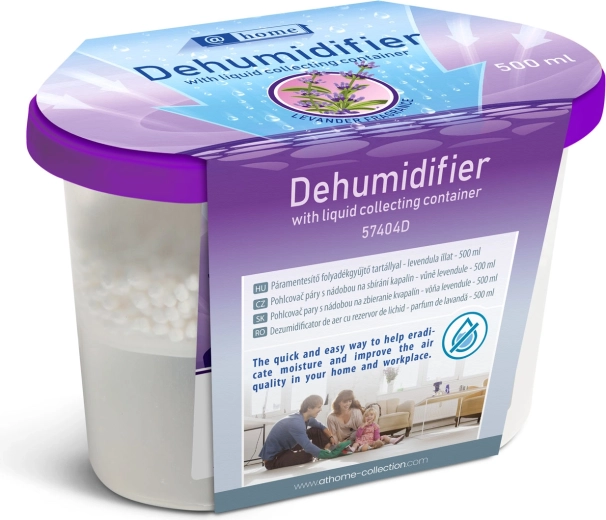 Moisture absorber with liquid collection container, lavender scented, 500 ml