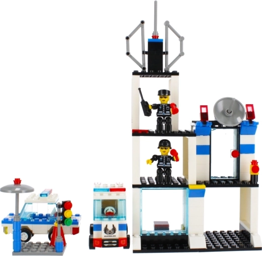 Multi-story police station with tower