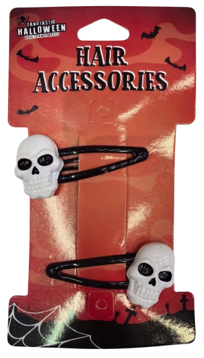 Halloween kopče za kosu s motivom lubanje – 2 kom