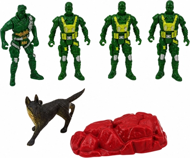 Soldier figures, dog and accessories for realistic missions