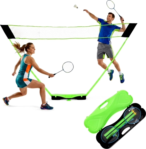 MovepRro sklopivi set za badminton s prijenosnom mrežom 300 × 156 cm, reketima i lopticama u koferu