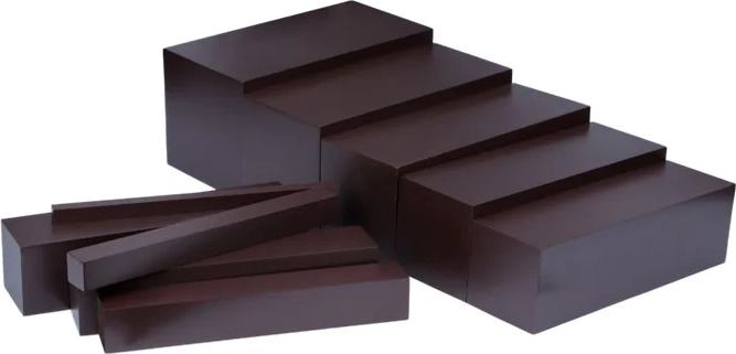 10 beech-wood prisms in precise gradation