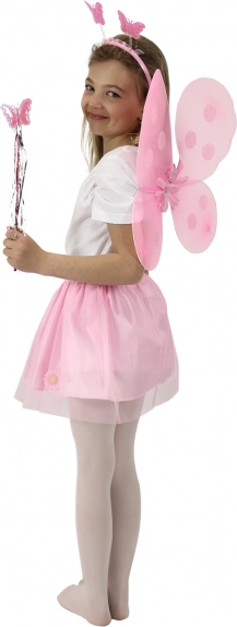 Pink children’s fairy costume with wings and a wand
