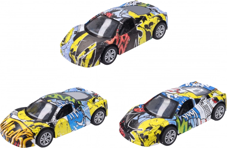 Metalni automobil s grafitima 9 cm na povratni pogon