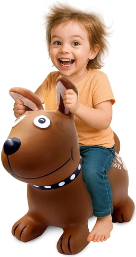 Brown HoppyDoo Bouncy Dog Toy with Pump