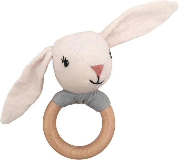 Mealini rattle with wooden ring Bunny Hugo
