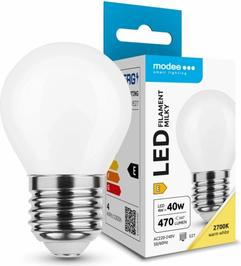 Modee LED filament žarulja milky globe mini G45 4 W E27 2700 K - 1 kom