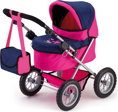 Bayer Trendy children's deep pram for dolls, pink-dark blue - 1 piece