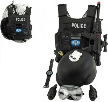 Policijski set – pištolj i kaciga s dodacima, plastika 38 cm