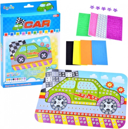 Kreativna pjenasta mozaična slika auto – samoljepljivi set za djecu
