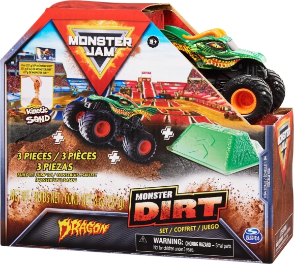 Monster Jam Dragon – metalni monster truck 1:64 s skakačkom rampom i pijeskom