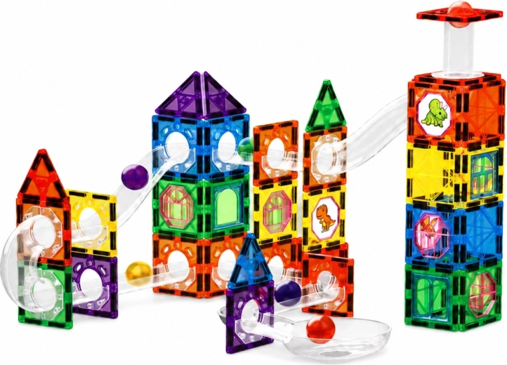 Marble run with transparent tunnels
