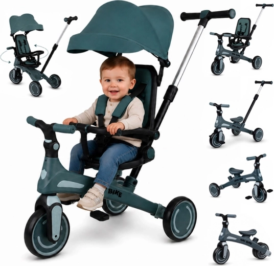 Dječji tricikl Tiny Bike 5 u 1 koji raste s djetetom – Zelena