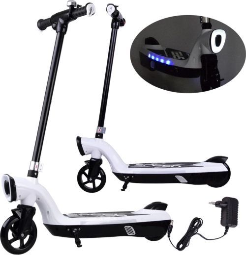 Električni romobil s LED osvjetljenjem za djecu – Bijela