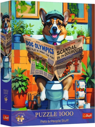 Puzzle 1000 Premium Plus – corgi na toaletu