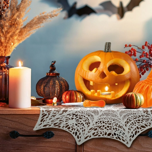 Halloween Spider Web Placemat, Silver, 37 cm