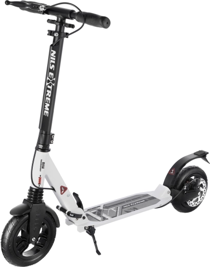 NILS Extreme HM208T bijeli – gradski sklopivi romobil s ovjesom i disk-kočnicom