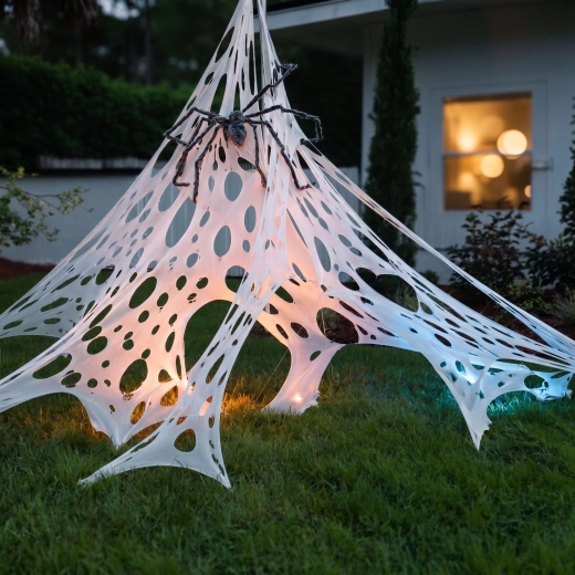 Halloween spider web decoration with pegs 1 × 2 m, white