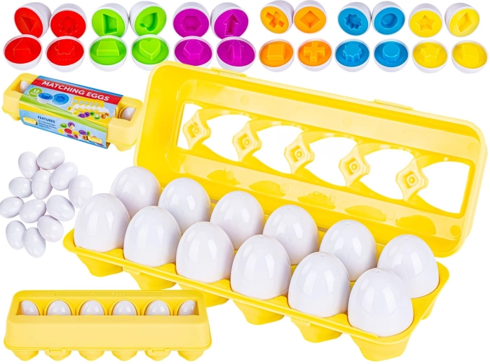 Educational eggs for matching shapes and colors