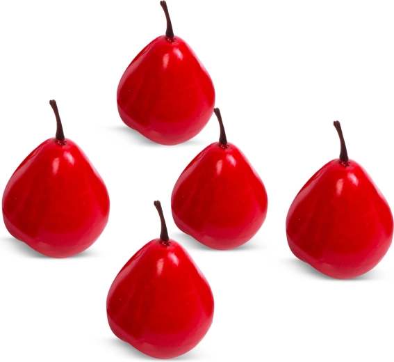 Christmas Decoration Red Pears 6 cm – 5 Pieces