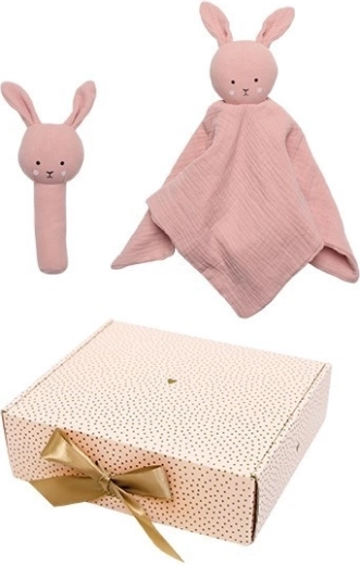 Jabadabado poklon set za bebu s mazilicom i zvečkom Bunny pink