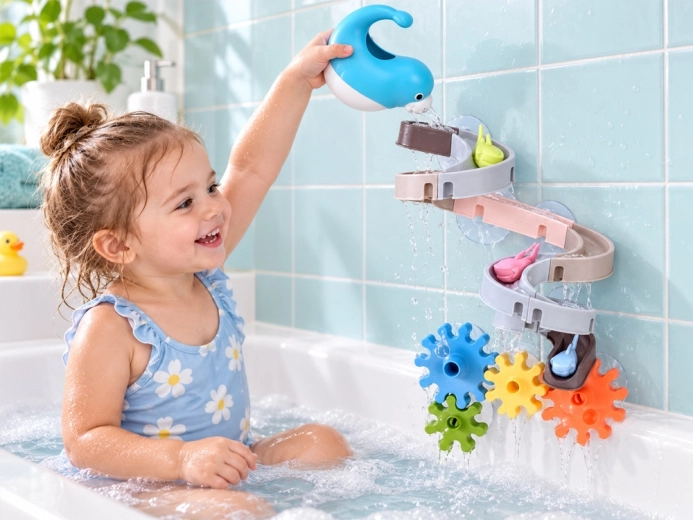 Track with suction cups for the tub and tiles