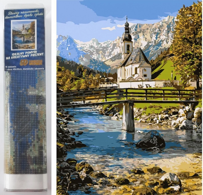 Dijamantno slikanje – Crkva u Ramsauu 30 × 40 cm