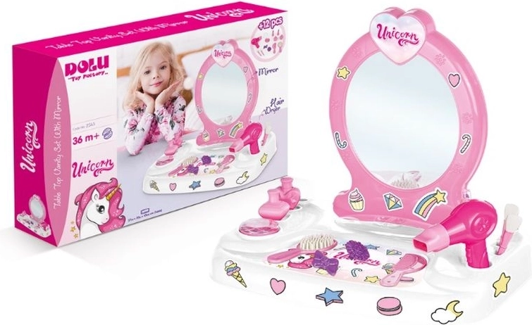 Dolu toaletni stolić Unicorn s dodacima
