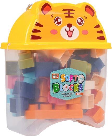 Set of Soft Building Blocks with 44 Pieces and Tiger Case