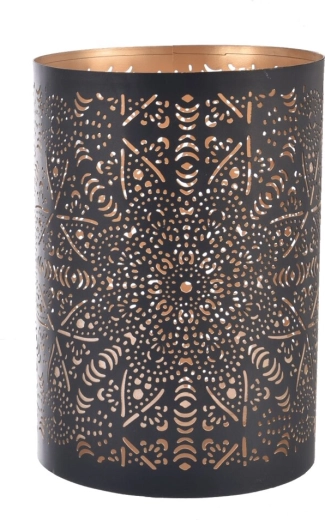 Mandala Metal Candle Holder Black and Gold 22 cm