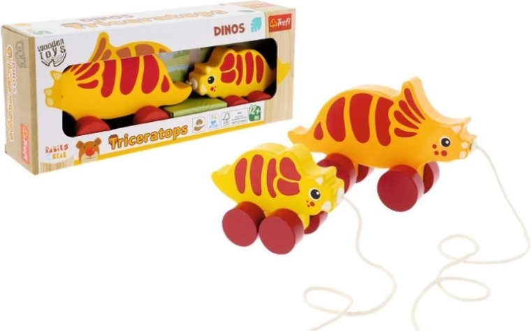 Trefl drvena igračka za vuču dinosauri – Triceratops
