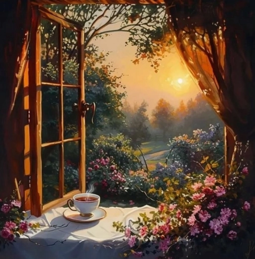 Dijamantno slikanje Mrtva priroda s čajem 30x40 cm
