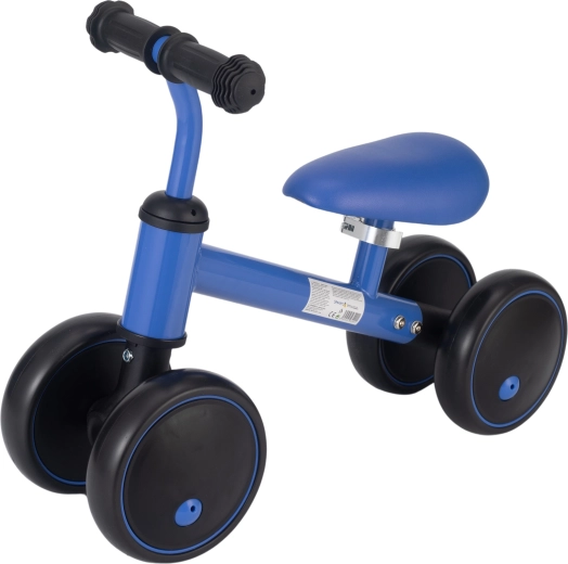 Sparkys blue four-wheel balance bike