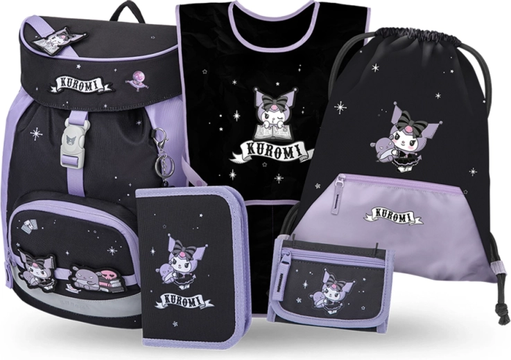 Školski set Baagl Airy Kuromi Fortune dream – ruksak, pernica, vrećica, pregača i novčanik (GRS)