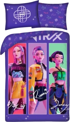 Pamučna posteljina K-Pop Demon Hunters HUNTR/X Trio ljubičasta