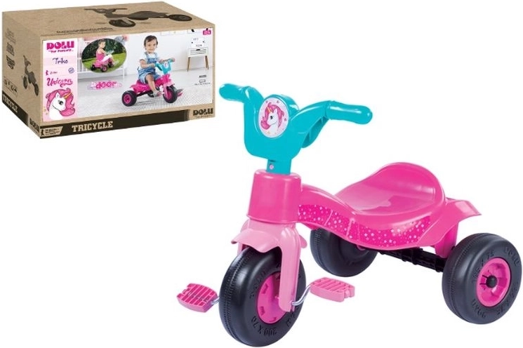 Dolu dječji tricikl Unicorn rozi