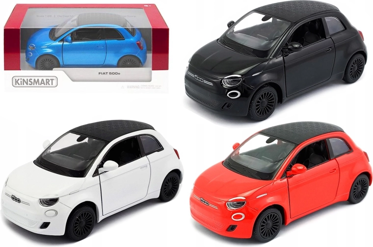 Kinsmart Fiat 500e metalni model 1:28 s navijačkim pogonom