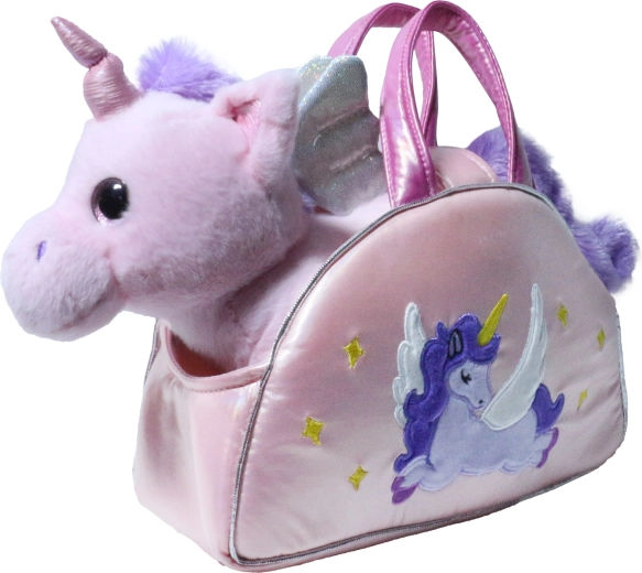 Soft Pink Unicorn in a Glittery Handbag