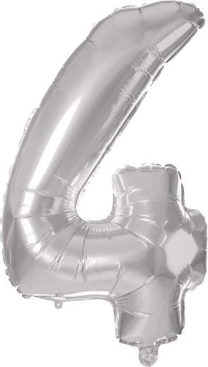 Foli balon broj 4 30 cm srebrni TORO