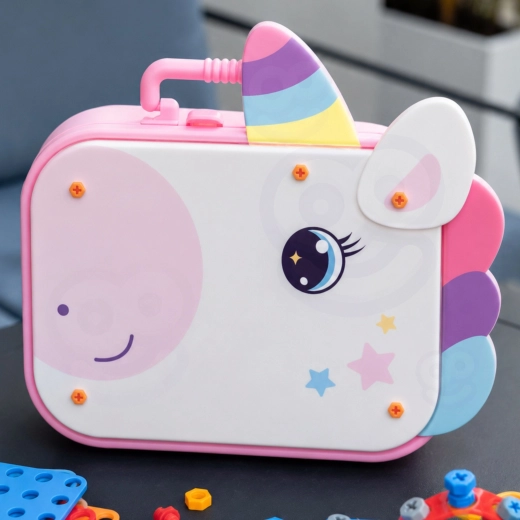 2-in-1 suitcase with a unicorn motif