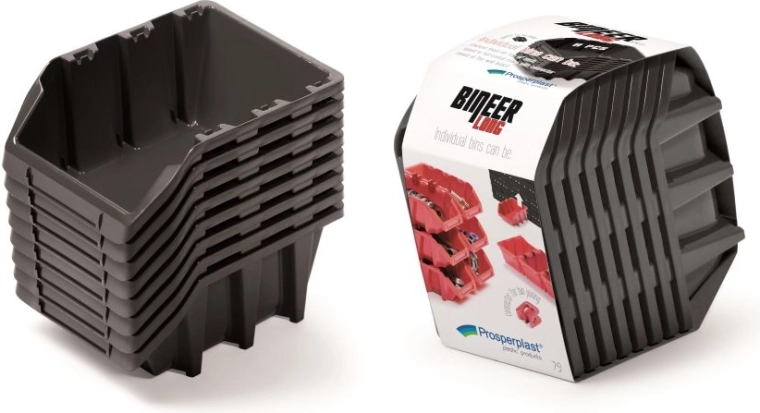 Set spremnika 8 kom BINEER LONG, 160 × 98 × 160 mm, crna