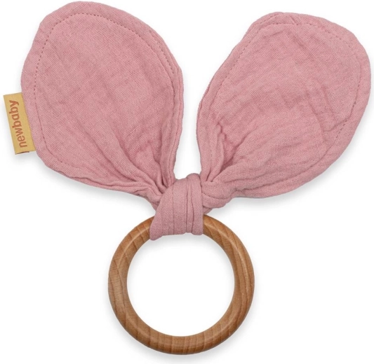 Grizalo s muslinom New Baby Ears ružičasto