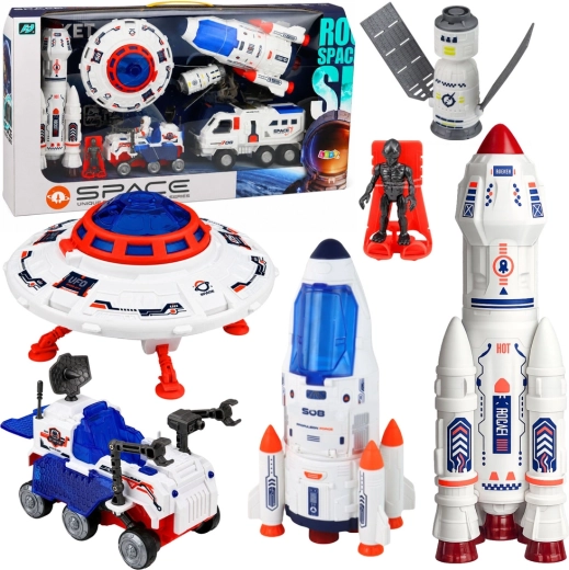 Veliki svemirski set Space s raketama, UFO-om i lunarnim vozilom (8 dijelova)