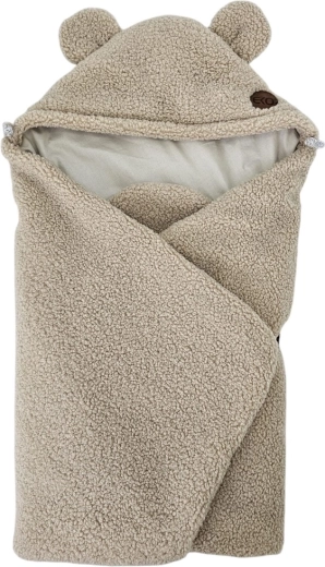 EKO wrap footmuff for car seat, bouclé with cotton, dark beige, 110 × 100 cm – Light Beige
