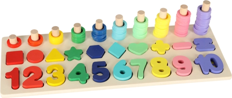 Drveni edukativni sorter i abakus 2-u-1 Montessori 13 × 36 cm