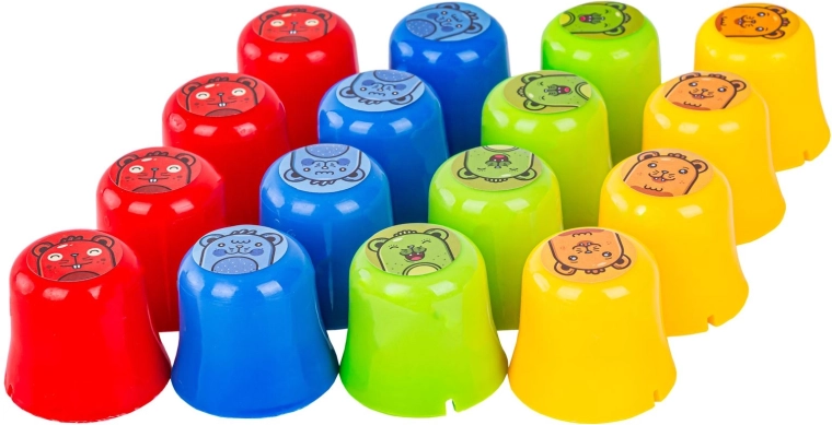 Colorful cups with motifs kids enjoy