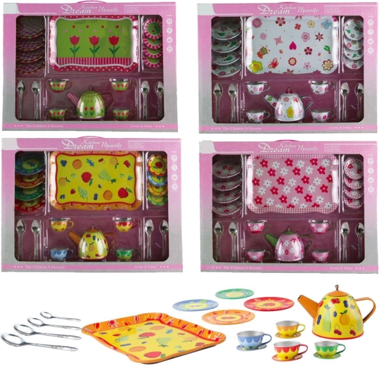 Dječji limeni čajni set s printom, 19-dijelni