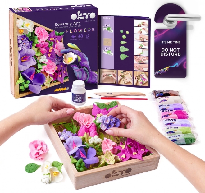 OKTO INSPIRATION Likovna modelarska DIY set cvijeće u drvenom okviru 21x21 cm